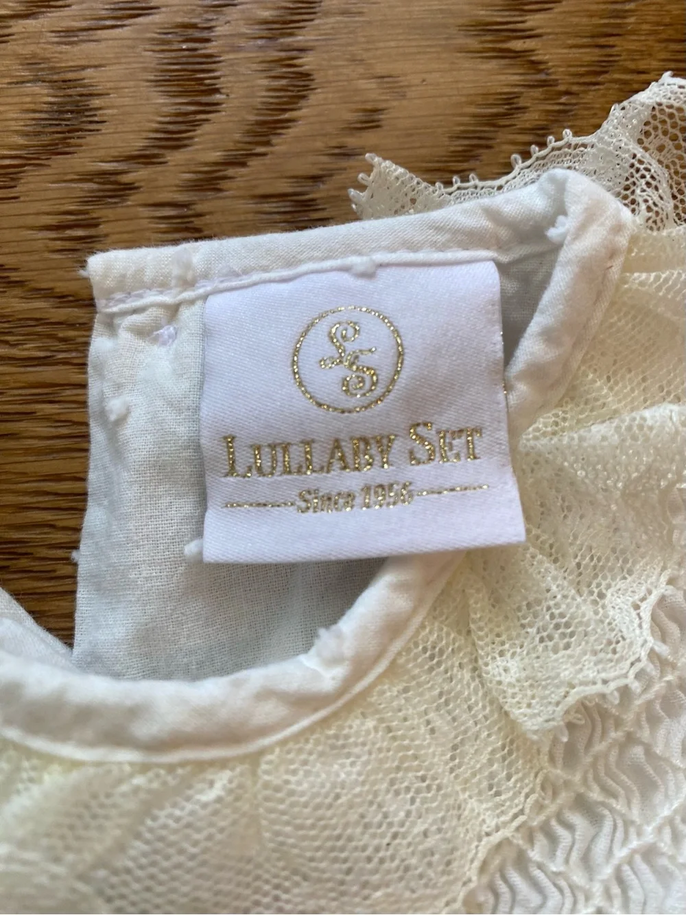 Lullaby Set White Smocked Baby Romper with Cream Lace